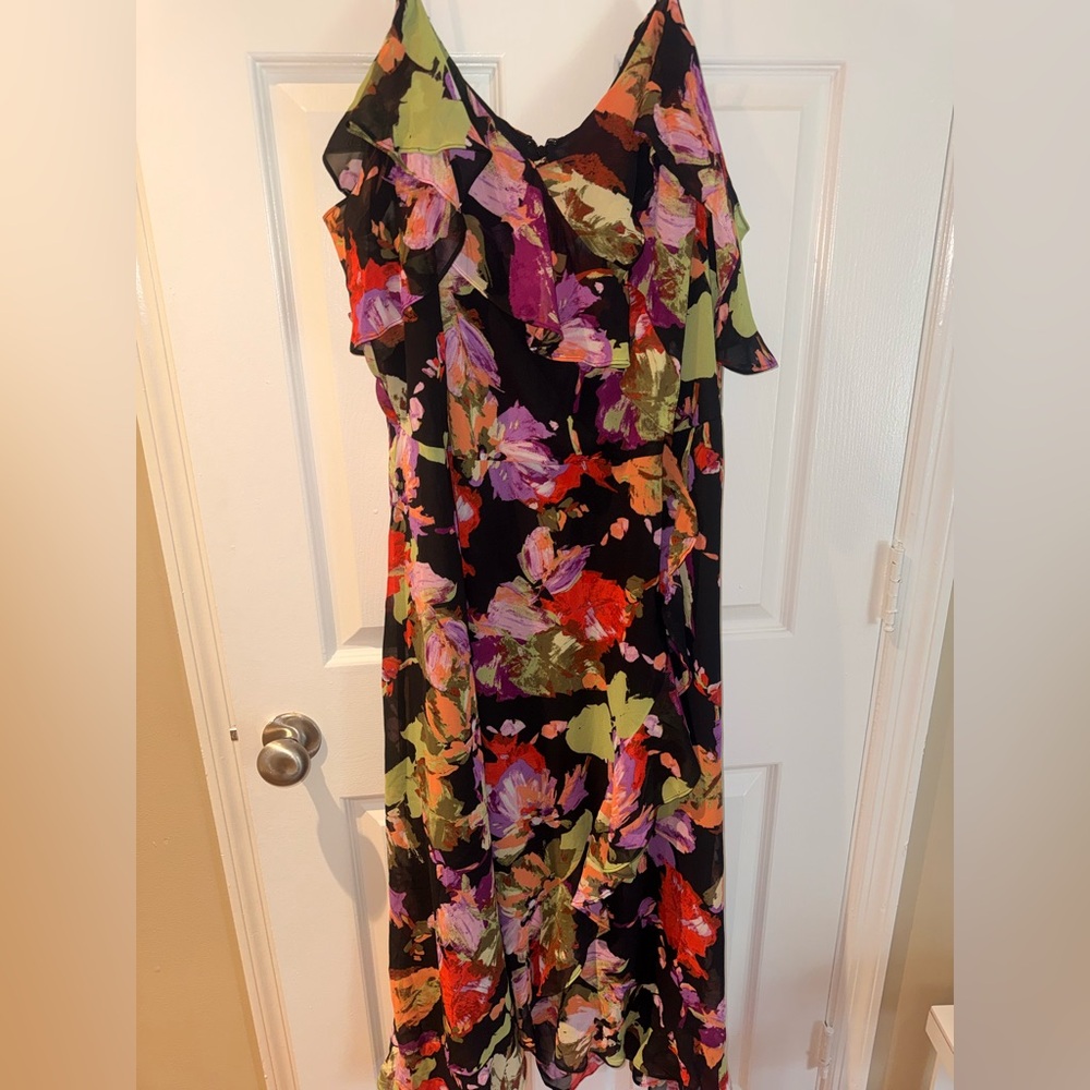 NWT London Times Petite Floral-Print Cold Shoulder Maxi Dress Size: 20W - Picture 3 of 16